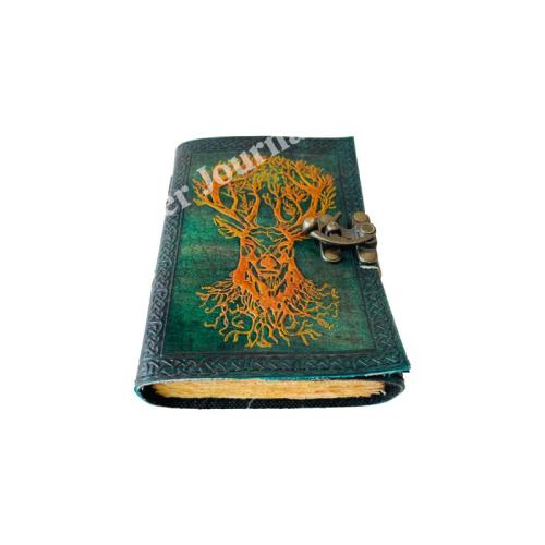 Vintage Leather Journal Women Book of Shadows Deer Sketchbook Deckle Old Pages Celtic vintage bound planner Notebooks