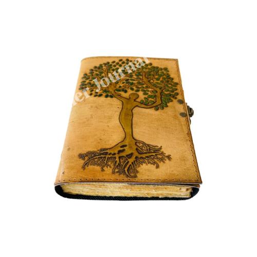 Tree of Life Leather Journal Vintage Paper Personal Organizer Antique Embossed Charcoal Book of Shadows Prop Handmade Gift Him