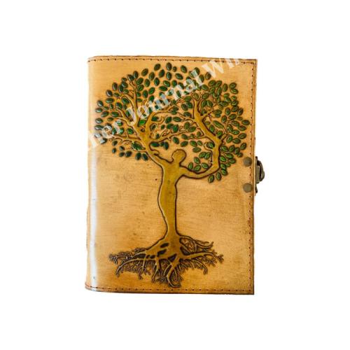 Tree of Life Leather Journal Vintage Paper Personal Organizer Antique Embossed Charcoal Book of Shadows Prop Handmade Gift Him