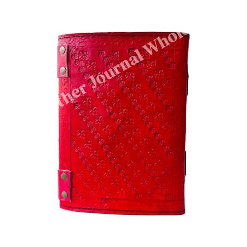 Antique Flower Heart Leather Journal Rose Embossed Charcoal Book of Shadows Prop Handmade Paper Personal Organizer Gift for Him