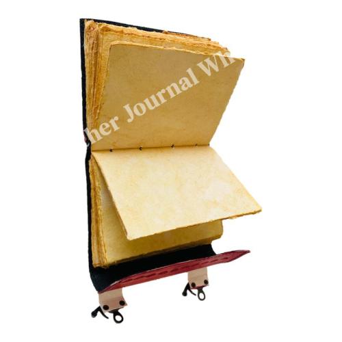 Antique Flower Heart Leather Journal Rose Embossed Charcoal Book of Shadows Prop Handmade Paper Personal Organizer Gift for Him