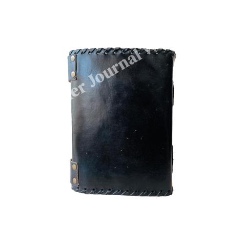 Hocus Pocus Stone Vintage Leather Book of Spell Celtic Wiccan Journals for Writing Black Handmade Deckle Art Paper Planner Diary